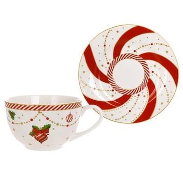 Чашка фарфоровая BonaDi Candyland 250 мл с блюдцем K135